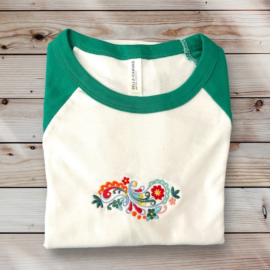 J03. Pretty Paisley Flowers Embroidered T-Shirt